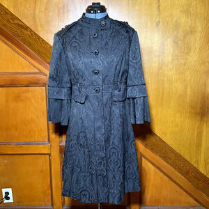 XOXO Black 3/4 Sleeve Womens Coat, Sz M, Button Down, Goth **Read Description**